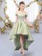 Yellow Green Sleeveless High Low Appliques Lace Up Dama Dress for Quinceanera