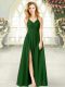 Superior Green Empire Chiffon Halter Top Sleeveless Ruching Floor Length Zipper Prom Dresses