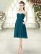 Empire Prom Dresses Peacock Green Sweetheart Chiffon Sleeveless Knee Length Zipper