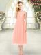 Custom Made Peach Zipper Scoop Lace Prom Dress Chiffon Sleeveless