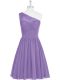 Superior Lavender A-line Lace Homecoming Dress Side Zipper Sleeveless Knee Length