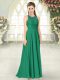 Green Scoop Neckline Lace Prom Dresses Sleeveless Backless