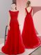 Tulle Sleeveless Party Dress for Girls Sweep Train and Beading and Appliques