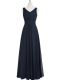 Black A-line Ruching Evening Dress Zipper Chiffon Sleeveless Floor Length
