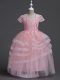 Baby Pink Flower Girl Dresses for Less Wedding Party with Appliques Spaghetti Straps Sleeveless Zipper