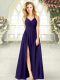 Elegant Purple Empire Ruching Prom Dress Zipper Chiffon Sleeveless Floor Length