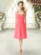 Simple Ruching Dress for Prom Watermelon Red Zipper Sleeveless Knee Length