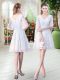 White V-neck Zipper Lace Homecoming Dress Half Sleeves