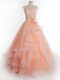 Discount Peach Sleeveless Floor Length Ruffles Lace Up 15 Quinceanera Dress  Discount Peach Sleeveless Floor Length Ruffles Lace Up 15 Quinceanera Dress