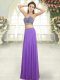Elegant Floor Length Lavender Teens Party Dress Chiffon Sleeveless Beading