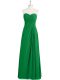 Romantic Green Chiffon Zipper Dress for Prom Sleeveless Floor Length Ruching