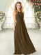Scoop Sleeveless Zipper Homecoming Dress Brown Chiffon
