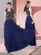 Floor Length Navy Blue Prom Dress Chiffon Sleeveless Beading
