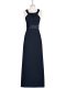 Sleeveless Floor Length Belt Zipper Prom Evening Gown with Black