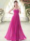 Beading Evening Dress Fuchsia Zipper Sleeveless Floor Length