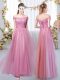 Suitable Pink Sleeveless Tulle Lace Up Dama Dress for Quinceanera for Prom and Party and Wedding Party