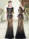 Hot Selling Column/Sheath Prom Party Dress Gold V-neck Sequined Half Sleeves Floor Length Zipper