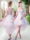 Custom Made White Zipper High-neck Lace Prom Dress Tulle Half Sleeves