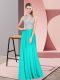 Modest Halter Top Sleeveless Backless Teens Party Dress Turquoise Satin