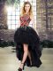 Custom Designed Black Sleeveless Organza Lace Up Evening Dress for Prom and Party