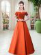 Traditional Short Sleeves Belt Lace Up Prom Evening Gown