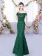 On Sale Mermaid Quinceanera Dama Dress Dark Green Off The Shoulder Sleeveless Floor Length Lace Up