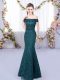 Most Popular Floor Length Peacock Green Court Dresses for Sweet 16 Off The Shoulder Sleeveless Lace Up