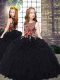 Modern Black Sleeveless Organza Zipper Child Pageant Dress for Party and Wedding Party