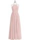 Designer Sequins Prom Party Dress Baby Pink Zipper Sleeveless Floor Length
