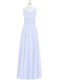 Customized Floor Length Baby Blue Prom Gown Halter Top Sleeveless Zipper