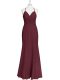 Excellent Burgundy Sleeveless Chiffon Criss Cross for Prom and Party and Military Ball