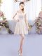 High Quality Champagne Cap Sleeves Lace Up Dama Dress for Prom and Party and Wedding Party