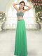 Green Sleeveless Beading Floor Length Homecoming Dress
