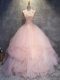 Pink Tulle Lace Up 15 Quinceanera Dress Sleeveless Floor Length Appliques and Ruffles