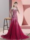 Lovely Red Backless Scoop Beading and Appliques Homecoming Dress Tulle Sleeveless Sweep Train