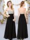 Free and Easy Black Chiffon Backless Dama Dress Sleeveless Floor Length Beading