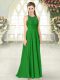 Enchanting Green Empire Scoop Sleeveless Chiffon Floor Length Backless Lace Prom Evening Gown