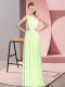 Graceful Yellow Green Sleeveless Chiffon Lace Up Dress for Prom for Prom and Party