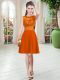 Fashion Orange Red Scalloped Zipper Lace Prom Evening Gown Sleeveless
