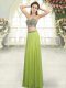 Olive Green Two Pieces Chiffon Sweetheart Sleeveless Beading Floor Length Backless Prom Party Dress