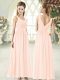 Floor Length Empire Sleeveless Pink Homecoming Dress Zipper