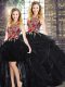 Black Zipper Scoop Embroidery and Ruffles Sweet 16 Dress Sleeveless