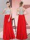 Top Selling Floor Length Red Prom Evening Gown Scoop Sleeveless Zipper
