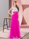 Shining Fuchsia Empire Chiffon Scoop Sleeveless Sequins Floor Length Side Zipper Prom Dresses