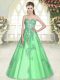Hot Selling Sweetheart Sleeveless Lace Up Prom Gown Green Tulle