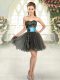 Nice Sleeveless Tulle Mini Length Lace Up Prom Evening Gown in Brown with Beading and Appliques