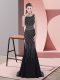 Scoop Sleeveless Homecoming Dress Floor Length Beading Black Chiffon