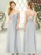 Glorious Empire Prom Gown Grey Spaghetti Straps Chiffon Sleeveless Ankle Length Criss Cross