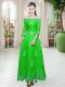 Dazzling Green Off The Shoulder Neckline Lace 3 4 Length Sleeve Lace Up