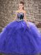 Pretty Tulle Sleeveless Floor Length Quinceanera Gowns and Beading and Embroidery